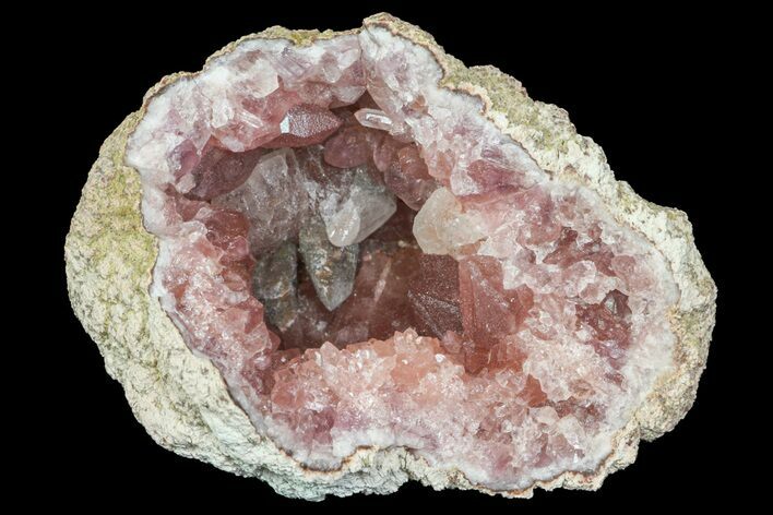 Pink Amethyst Geode Section with Calcite - Argentina #113333